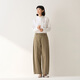 无印良品（MUJI）女式 丝光斜纹 桶型宽版裤 裤子女款25年秋季女装 BE1TEC5A 深米色 M （160/66A）
