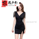 喆炜夜场工作服女夜总会连衣裙女深V礼服足疗足浴技师工作服性感包臀 3882黑色 L  建议105-115斤