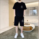 
CALVIN KLEIN JEANSCK short-sleeved suit summer men's pure cotton T-shirt men's casual shorts loose large size five-point sports pants trendy men's clothing 701 suit white M (100-125Jin[Jin equals 0.5 kg])