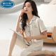 Palando 100 Xinjiang Pajamas de algodón para mujeres en pantalones de manga corta de verano Cárdigan de gran tamaño para trajes de mujeres de mediana edad y jóvenes para ropa de hogar N9898 Pantalones de manga corta Cárdigan 3xl (160-180Jin [Jin Equals 0.5 kg])))