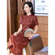 Homesee overseas light luxury high-end dress silk fragrance cloud sao girl temperament waist-hugging and looking slim retro noble lady mulberry silk red L