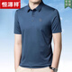 Hengyuanxiang middle-aged and elderly ice silk short-sleeved T-shirt, middle-aged father summer casual loose POLO half-sleeved shirt 9859 black M 165