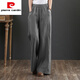 Pierre cardin cotton and linen wide-leg pants for women in summer new Korean style fashionable straight-leg floor pants loose large size draped linen casual off-white [lace-up style] 9793 3XL [recommended 160-180Jin [Jin equals 0.5 kg]]