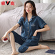 
Yalu high-end new pajamas for women in summer pure cotton short-sleeved cropped pants for women loose large-size cardigan summer home clothing NXF9871 M