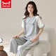 
Catman MIIOW pajamas for women in spring and summer short-sleeved trousers Korean style students can wear pure cotton home clothing suits in summer YZT9712 Short-length M (80-100Jin [Jin equals 0.5 kg])