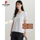 Pierre Cardin Bambus Baumwolle weißes kurzärmeliges T-Shirt für Frauen neu 2025 Sommer koreanischer Stil loser Baumwoll-T-Shirt mit V-Ausschnitt Top 6210 Runden Hals schwarz S 80-90jin [Jin entspricht 0,5 kg]