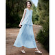 
Demana [Oro Holiday Style] Summer Laiser splicing fake two-piece sleeveless off-shoulder drip button cake for women's dress