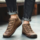
2024 men's leather shoes workwear new trendy casual men's shoes outdoor large size Martin boots fashionable high-top men's shoes trend 9926-1 black 38