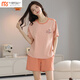 Modal Damen Sommer Kurzärärmel-Shorts Feste Farbe Baumwolle Pyjamas Home Clothing Set Cotton einfach lässig und können süße MX getragen werden [9859] High-End Pure. Cotton M empfohlen 75-95jin [Jin ist 0,5 kg]