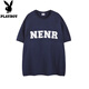 Playboy short-sleeved T-shirt men's teenager summer pure cotton heavy loose half-sleeved clothes American fashion brand trendy T-shirt 9201 white M