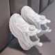 Anta Kids Anta Tray Girls -Schuhe rotierende Knopf weiße Schuhe 2025 Neue Frühlings- und Herbst -Kinder -Turnschuhe mittel- und großer Jungfrau Schuhe Leder ~ 9921 Weiß 34