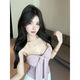 Chenyin pink bow camisole women's outer wear summer Thai hot girl tube top top burgundy L