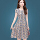 Woodpecker ice silk dress 2025 new high-end women's clothing temperament age-reducing short-sleeved middle-aged mother summer skirt women's summer ice silk 9905 skirt M 100Jin Jin is equal to 0.5 kg within