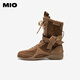 MIO Ouyang Didiluo Yutong same model Mio Gaotang Racing Women's 2025 new boxing Martin boots strap boots brown 37 (235mm)