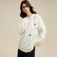 
ROMON high-end knitted sweater for women French elegant alpaca sweater for women spring and autumn new high-end bead-sheet soft pullover top white one size / slightly hair loss / mind careful shooting