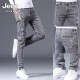 Jeep Spiritjeep Jeep Jeep Herren schlanker kleiner Fuß Spring- und Sommer -Herrenhosen Rippte Trendy Brand Elastic Slim Summer Herrenhosen 6636 Grau + 082 Black 28