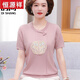 
Hengyuanxiang middle-aged and elderly women's summer clothing new Chinese knitted shirt fashionable short-sleeved T-shirt mother summer ice silk top set 9923 light powder 3XL: Recommended 130-145 Jin [Jin equals 0.5 kg]