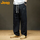 JEEP Casual Pants Men's Autumn and Winter Pure Cotton Trendy Loose Straight Pants Men's Versatile Sports Men's Pants Khaki 2XL