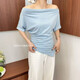 Cool Chapter (KUZHANG) E-2687 summer new Korean version simple striped irregular slim one-shoulder design top T-shirt for women rice apricot color equal size