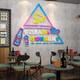 Yonghuan Internet Celebrity Check-In Clear Bar Decoration Escena de diseño Atmósfera Estilo industrial Shop Wall Creative Sticker Tavern 13895 Área de entretenimiento- Sky Blue + Medium Amarillo + Rose Red Extra Large