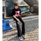 Digada Black Cleanfit Jeans Spring and Automne Summer Summer New Thin Style Micro-Flare Vibe American High Street Scimitar Pants DFFS-701 Black L