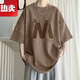Metersbonwe apricot short-sleeved T-shirt for men's summer thin fashion brand loose casual half-sleeved boys round neck five-point T-shirt 5012 apricot M 90-110Jin [Jin equals 0.5 kg] can be worn