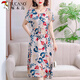 Der neue Sommer-Seidenkleid von Woodpecker, große sammelige, lose Baumwollkleid für Frauen, mittlere und ältere Frauenkleidung, Blumenstil, Bauch, M Mom, 9922 Modell Nr. 28 2xl (Empfohlen 120 Jin [Jin gleich 0,5 kg] -135 Jin [Jin gleich 0,5 kg]))
