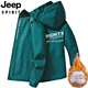 JEEP SPIRIT Jeep autumn and winter velvet thickened hooded windbreaker jacket men's casual jacket handsome versatile assault top black velvet L recommended 100-115Jin Jin equals about 0.5 kg