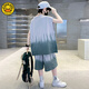 G.DUCK男童背心夏装套装2025新款网红儿童夏季无袖运动服薄款中大童夏款 TZK687-绿色套装 140 建议身高130-140厘米