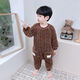 Children's one-piece pajamas autumn and winter flannel double-layer thickened baby baby sleeping bag boy's coral velvet anti-kick 1 picture color 90