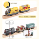 Linda locomotora magnética de tren retro casero compatible con hape mitu brio track de madera bloques de construcción de juguetes de camiones azul