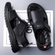 Sandalias de cuero genuino para hombres 2025 Nuevo verano transpirable sin deslizamiento zapatos de playa al aire libre sandalias de conducción de suela gruesa CLP6189 Negro 38
