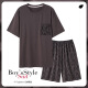 Zhishan Pajamas de pijama de pian de manga corta Modal Seda de seda delgada Estilo delgada de talla grande Casual Simple Summer Men's Home's Relling YSX9720 L