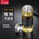希诺（HEENOOR）带滤网单层玻璃杯PU套防烫加厚泡茶水杯子商务送礼品 XN-6196-530ml本色+杯套杯刷