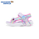 Skechers Skechers Girls Velcro Cartoon Flashing Sandals Children's Fashion Colorful Open-Toe Beach Shoes 303107L Lavender/Multicolor/LVMT 33.5