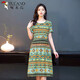 
TUCANO; Woodpecker cotton silk dress for middle-aged and elderly women in summer 2025 new short-sleeved medium-length large-size loose floral-covering skirt. Thin 683-3 color thin XL [90-110Jin [Jin equals 0.5 kg]]