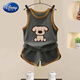 Disney boys summer clothing cartoon vest set 2025 new boys clothes fashionable baby girls shorts sleeveless two-piece set white yellow 130 cm (height 125-13555-65)
