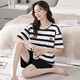 Urban Beauty 2025 new pajamas for women in summer pure cotton short-sleeved two-piece summer striped home clothing YZT9858 M women's style recommended 80100Jin [Jin equals 0.5 kg]