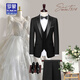 ROMON brand wedding suit groom wedding suit men's tuxedo handsome slim high-end banquet performance dress black lapel collar suit + trousers L