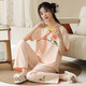 2025 new cotton pajamas for women's summer short-sleeved Chinese style cute summer cropped pants cartoon casual home clothing 9906 M [80-100Jin [Jin equals 0.5 kg]]