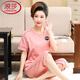 
LangSha pajamas for women in summer pure cotton short-sleeved cropped pants middle-aged and elderly mothers in summer thin style can wear two-piece set of home clothes blue pure cotton-NXF9856 M [recommended 80-100Jin [Jin equals 0.5 kg]]