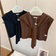 Vested summer thin knitted shawl for women air-conditioned room with temperament fake collar and shoulder scarf with skirt warm beige