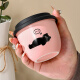 UOSO pink hand-held coffee cup casual cup for girls' best friend cute hand warmer cup small ceramic with lid reinforced porcelain can be heated in microwave lying flat cat small capacity 245ml