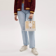 蔻驰（COACH）女包 DEMPSEY TOTE 女士时尚潮流单肩手提托特包送女生礼物母亲节 浅卡其配白色CQ878IMDQC