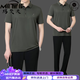 玛梵夫高端运动服套装男夏季2025新款男士短袖t恤中年爸爸装短袖两件套 雾蓝(上衣+裤子)XTD9855 L (建议100-120斤)