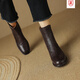 Belle-Ta Serie marca Bote Broken Code Full Cow Winde Toe Boots for Women 2025 Autumn and Winter New Style Plus Velvet Soft Sole Botas cortas Tacón grueso Single [Soft Cow Wide] 3 cm 35
