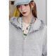 Fairy's Pocket Grey Sticked Silver Kapuzen -Sweatshirt -Mantel für Frauen 2025 Frühes Frühling Outfit New Fauly Style Spitze silbergrau S