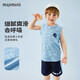
MQDMINI children's clothing children's quick-drying suit boys vest shorts two-piece children's summer sports clothes diamond vest set blue 100