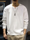 Luo Meng spring and autumn heavy cotton men's sweatshirt loose large size American fashion brand top Henry collar long-sleeved T-shirt bottoming shirt white L suitable weight 130-145Jin Jin equals 0.5 kg