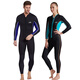 He Jiagong couple's long-sleeved 3MM thickened and warm men's and women's one-piece swimsuit surfing suit jellyfish suit diving black and water blue S